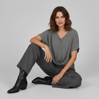 Elegant V-Neck Blouse | Women's Long Sleeve Fashion Top