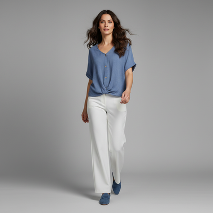 Elegant V-Neck Blouse | Women's Long Sleeve Fashion Top