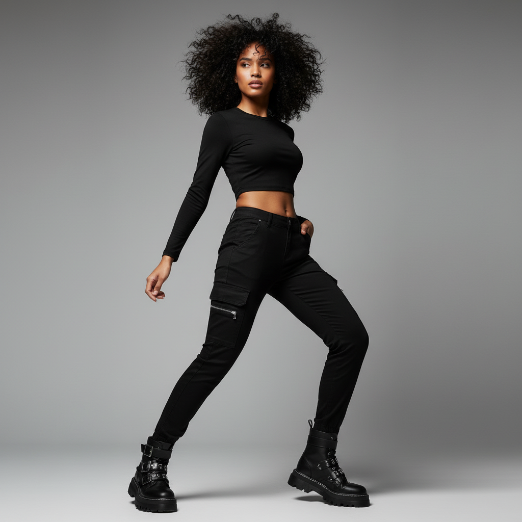 Modern Black Cargo Pants for Women | Urban Style Trousers