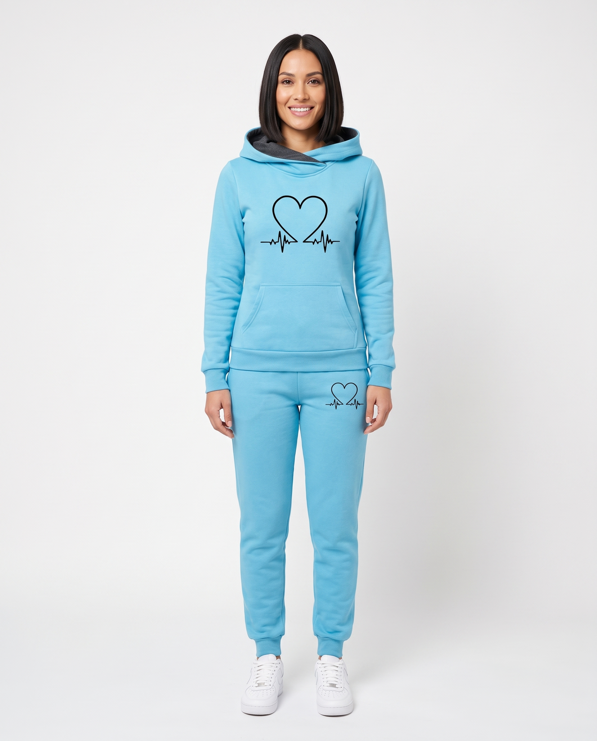 Heartbeat Comfortable Tracksuit in Blue – front view