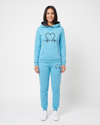 Heartbeat Comfortable Tracksuit in Blue – front view