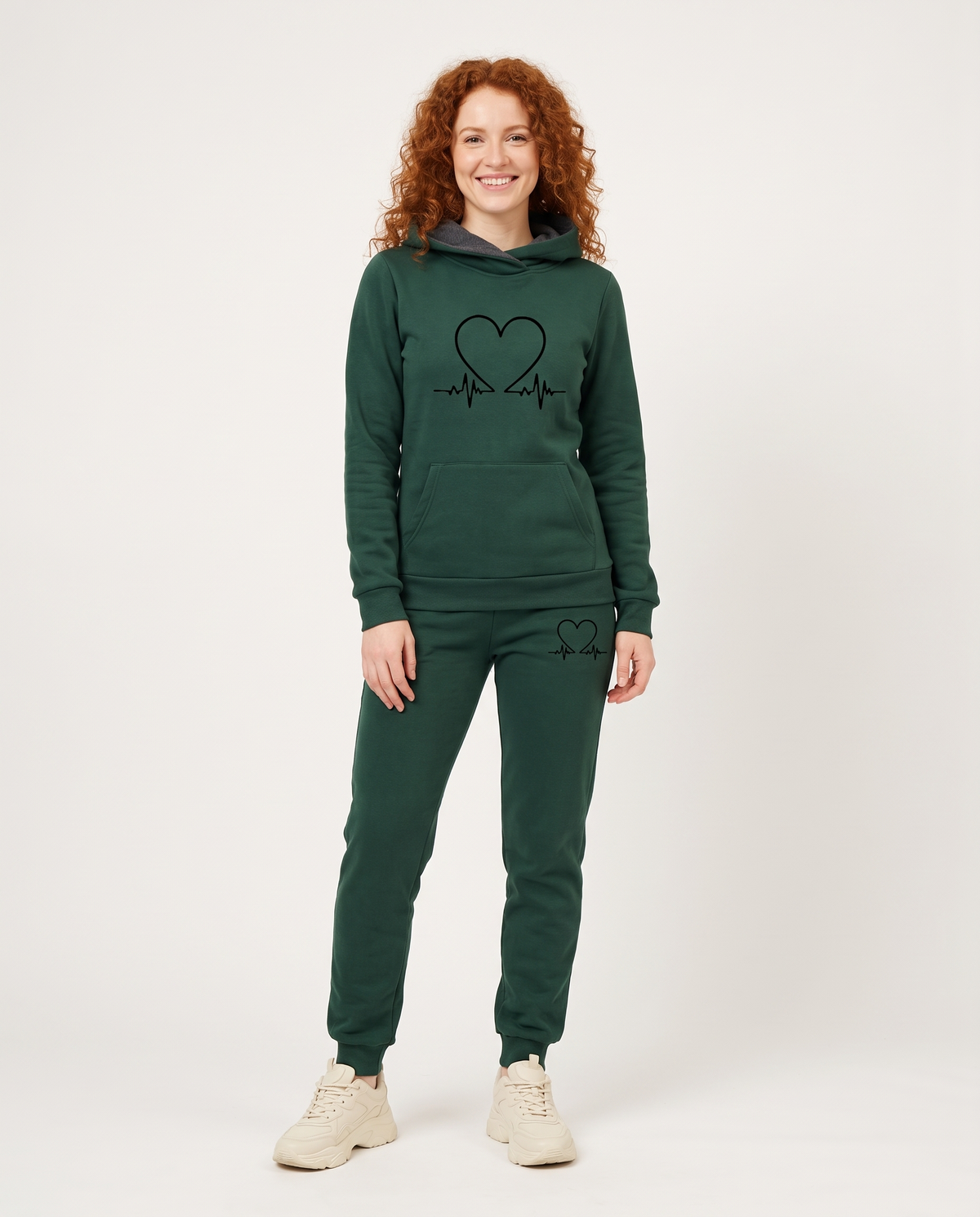 Heartbeat Comfortable Tracksuit in Green – front view