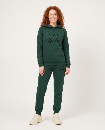 Heartbeat Comfortable Tracksuit in Green – front view