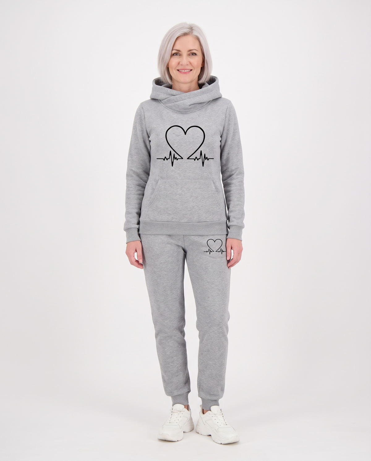 Heartbeat Comfortable Tracksuit in Grey – front view
