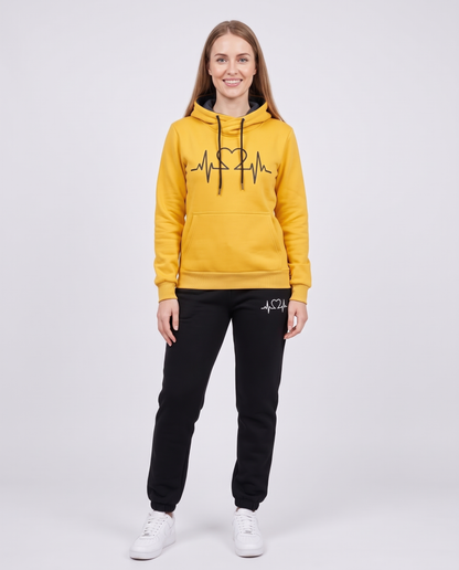 Heartbeat Comfortable Tracksuit in Yellow – front view