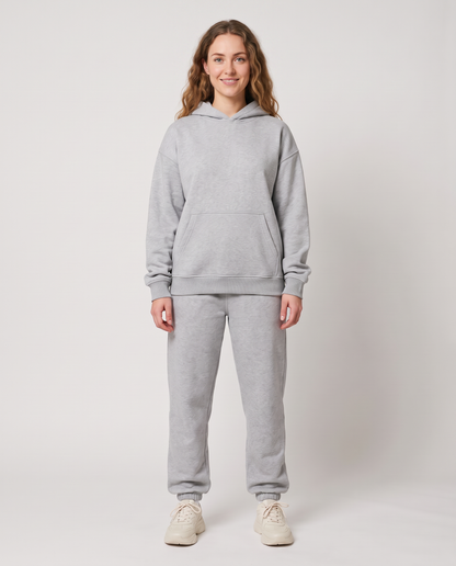 Women's Oversized Hooded Tracksuit Set in Grey – front view