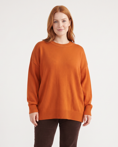 Women's Plus Size Oversized Knit Jumper in Orange – front view