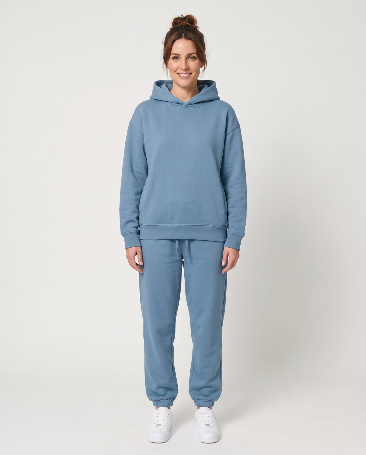 Women's Oversized Hooded Tracksuit Set in Blue – front view