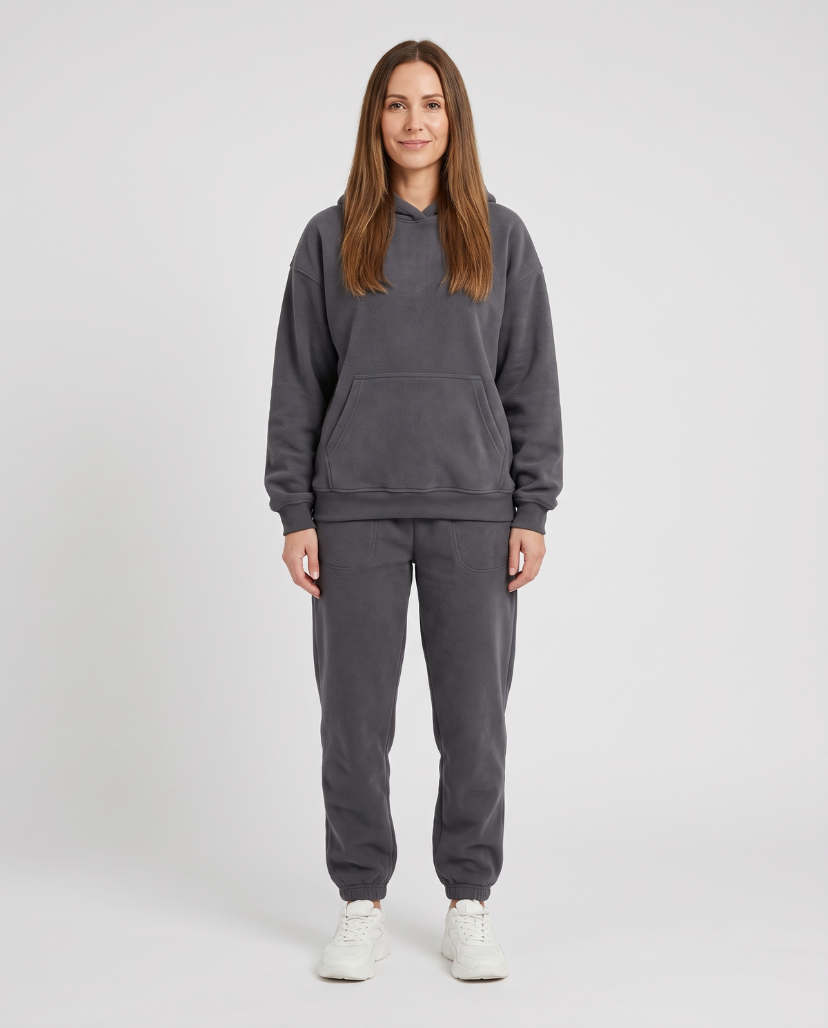 Women's Oversized Hooded Tracksuit Set in Dark Grey – front view