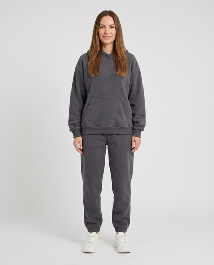 Women's Oversized Hooded Tracksuit Set in Dark Grey – front view