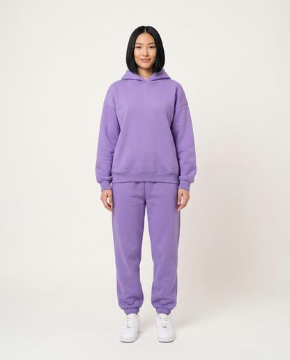 Women's Oversized Hooded Tracksuit Set in Purple – front view