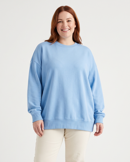 Women's Plus Size Oversized Knit Jumper in Light Blue – front view